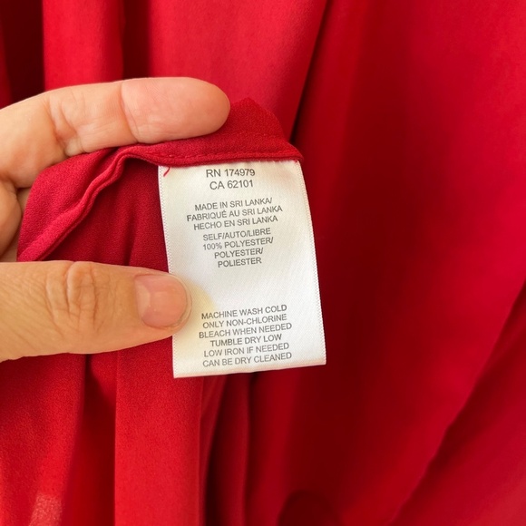 BCBGMaxAzria Red Tara Tiered Asymmetrical Midi Tank Dress V Neck Size M - Picture 8 of 8